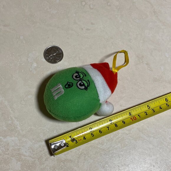 3/$20, M&M's Green w/ Red Santa Hat Stuffed Plush Christmas Ornament - Picture 4 of 5
